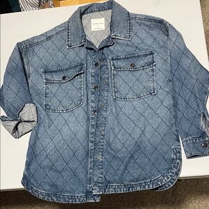 Quilted Denim Button-Up Shirt